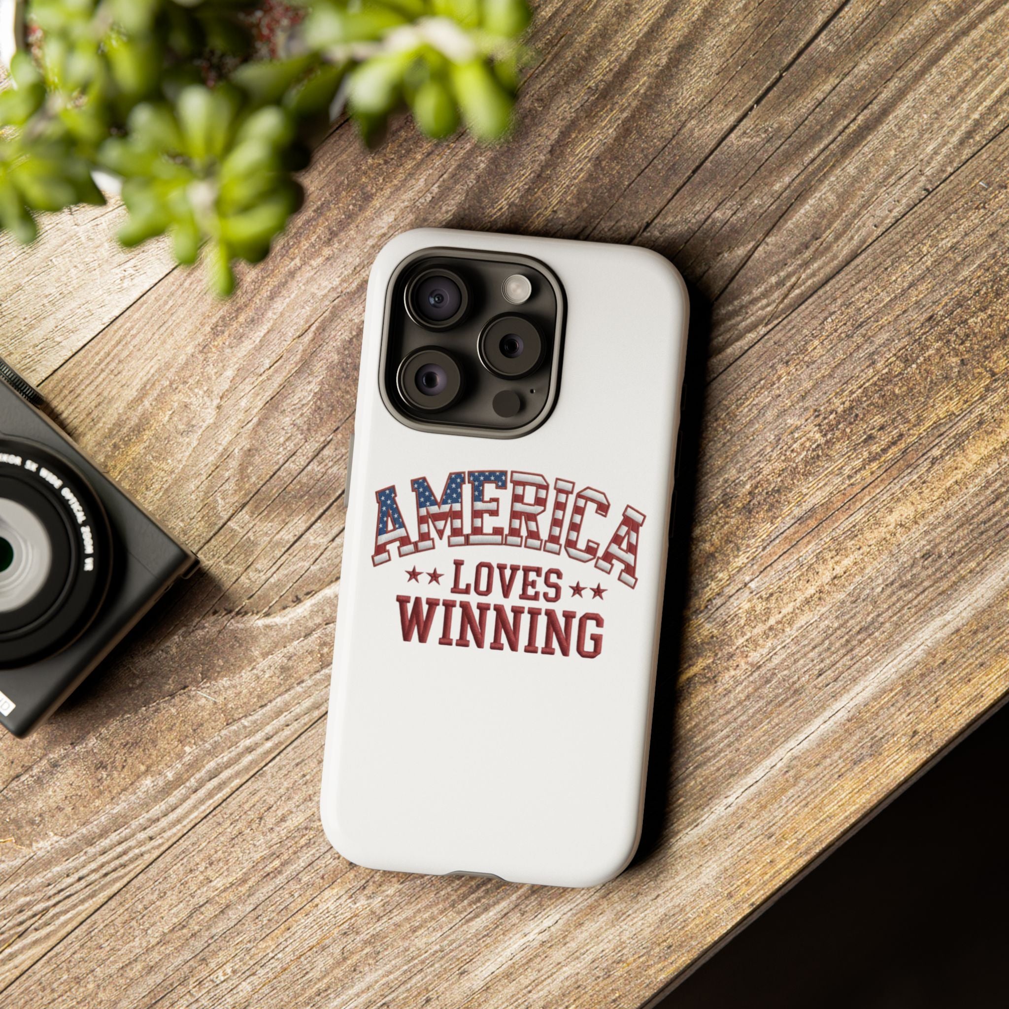 America Loves Winning Patriotic Phone Case – Tough Dual Layer iPhone & Samsung Galaxy S26 Case