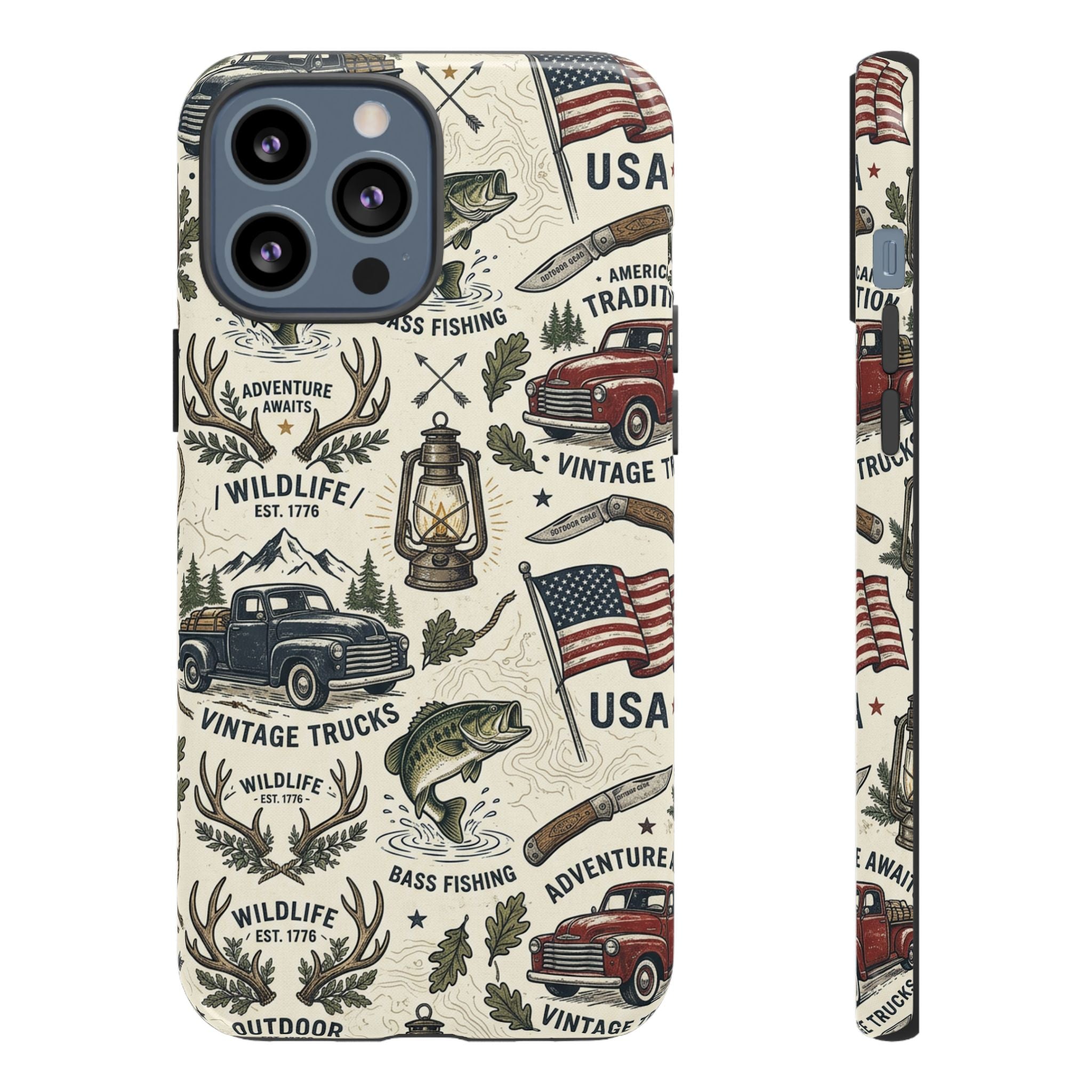 Patriotic Outdoors Phone Case – Bass Fishing & Vintage Americana Case Printify