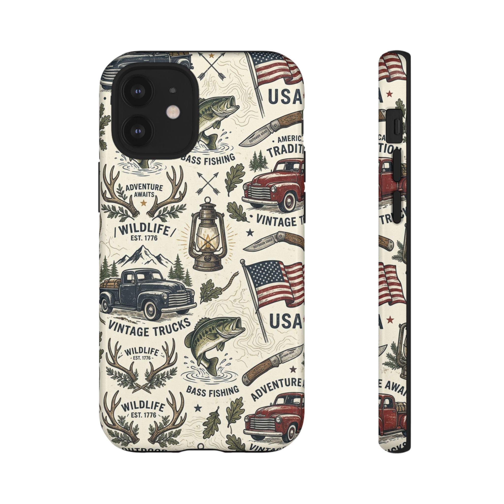 Patriotic Outdoors Phone Case – Bass Fishing & Vintage Americana Case Printify