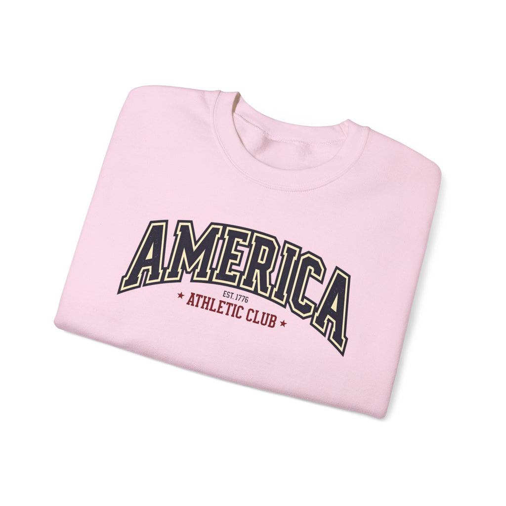 America Athletic Club Crewneck Sweatshirt – Vintage Collegiate Americana Pullover Printify
