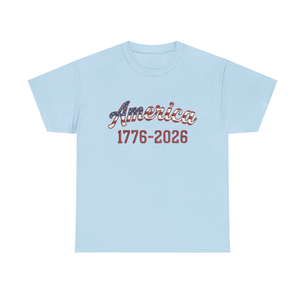 "America 1776–2026" Patriotic Unisex Heavy Cotton T-Shirt – Gildan 5000 Classic Fit