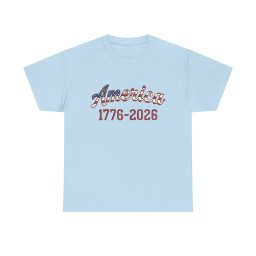 "America 1776–2026" Patriotic Unisex Heavy Cotton T-Shirt – Gildan 5000 Classic Fit
