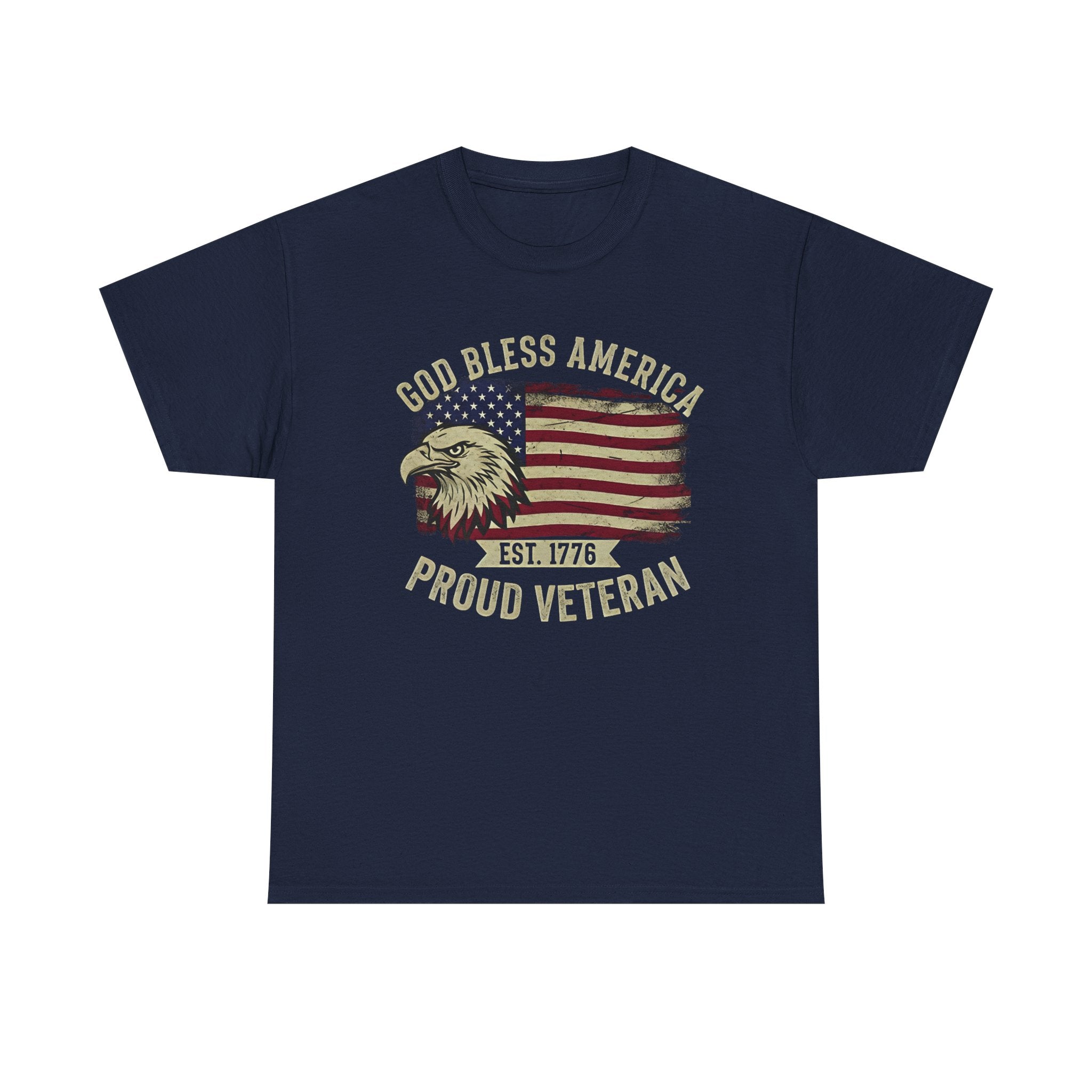 God Bless America Veterans Edition Patriotic T-Shirt – Vintage Eagle Flag Tee