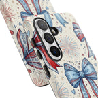 Patriotic Coquette Bows Phone Case – Americana Ribbon & Fireworks Design Printify