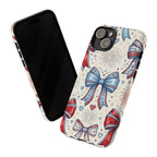 Patriotic Coquette Bows Phone Case – Americana Ribbon & Fireworks Design Printify