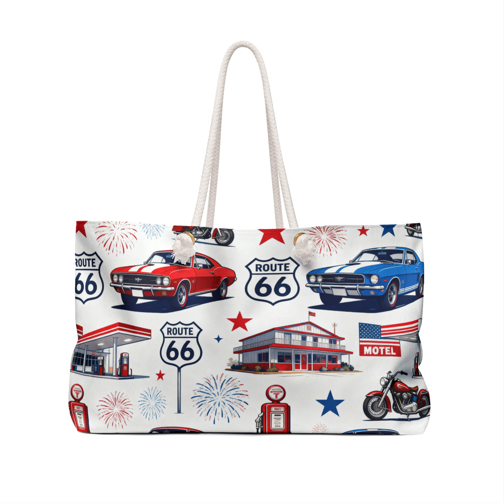 Route 66 Americana Weekender Tote Bag Printify