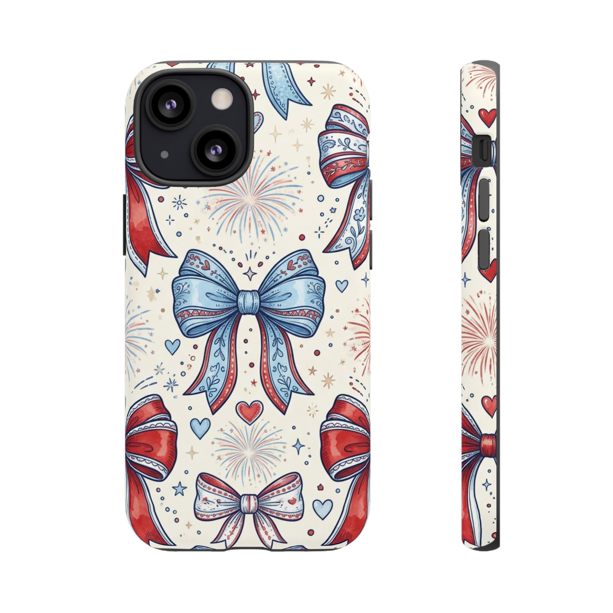 Patriotic Coquette Bows Phone Case – Americana Ribbon & Fireworks Design Printify