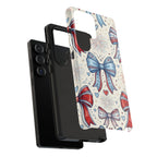 Patriotic Coquette Bows Phone Case – Americana Ribbon & Fireworks Design Printify