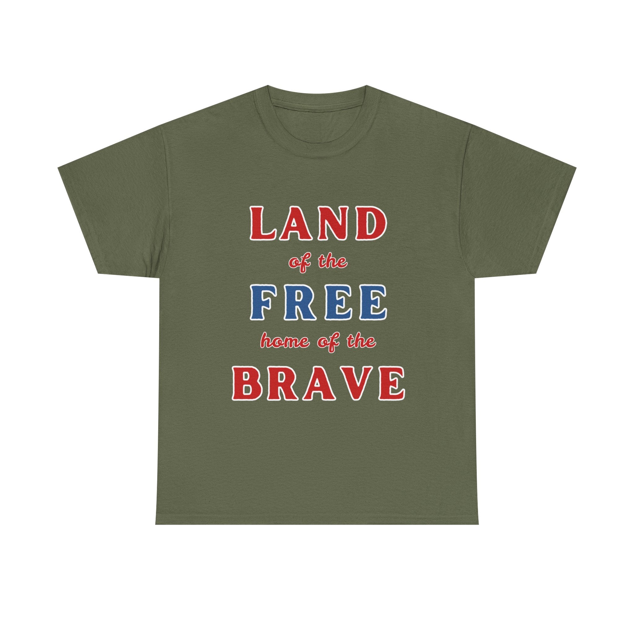 Land of the Free Home of the Brave Patriotic T-Shirt – Dark Colors USA Tee
