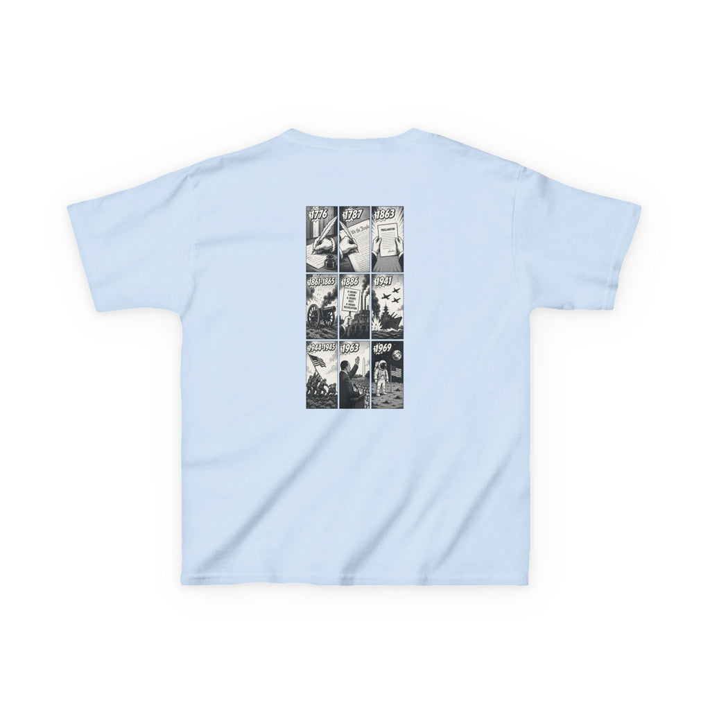 America Comic Book History Kids Tee Printify