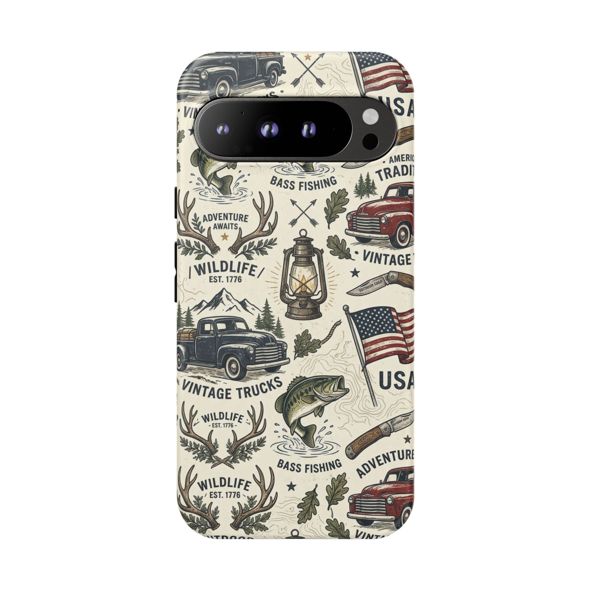 Patriotic Outdoors Phone Case – Bass Fishing & Vintage Americana Case Printify