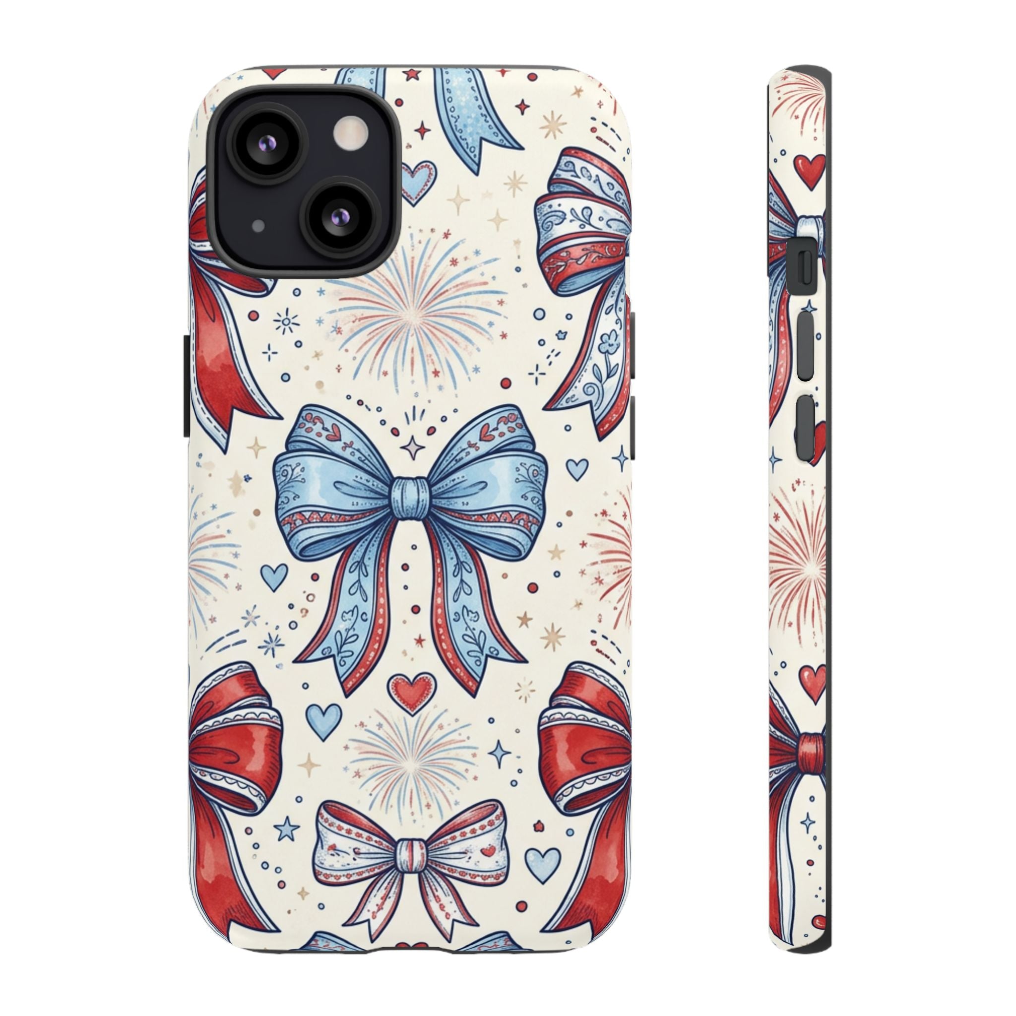 Patriotic Coquette Bows Phone Case – Americana Ribbon & Fireworks Design Printify