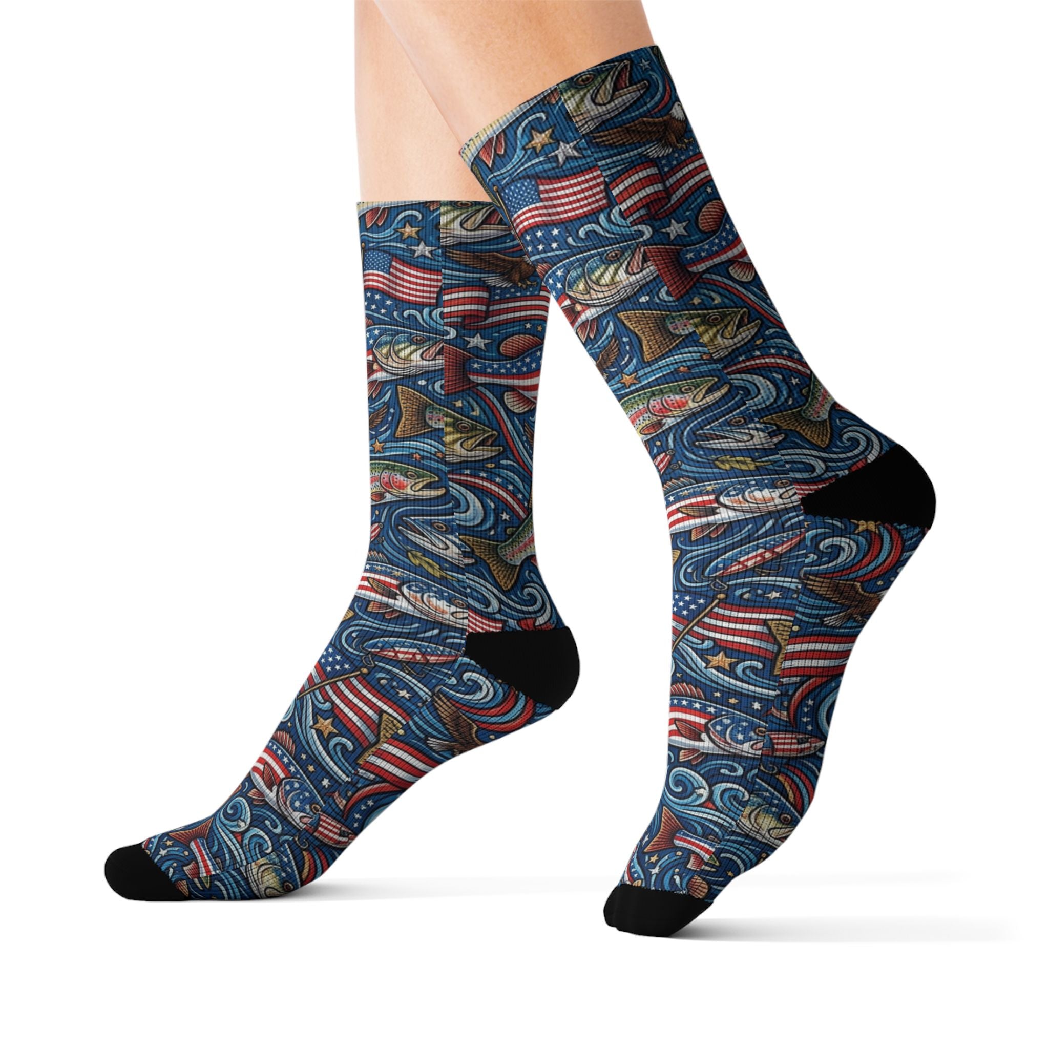 American Angler Performance Crew Socks – Patriotic Fishing Socks Printify