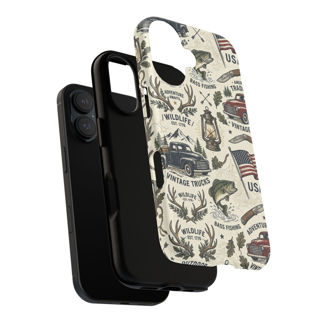 Patriotic Outdoors Phone Case – Bass Fishing & Vintage Americana Case Printify