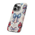 Patriotic Coquette Bows Phone Case – Americana Ribbon & Fireworks Design Printify