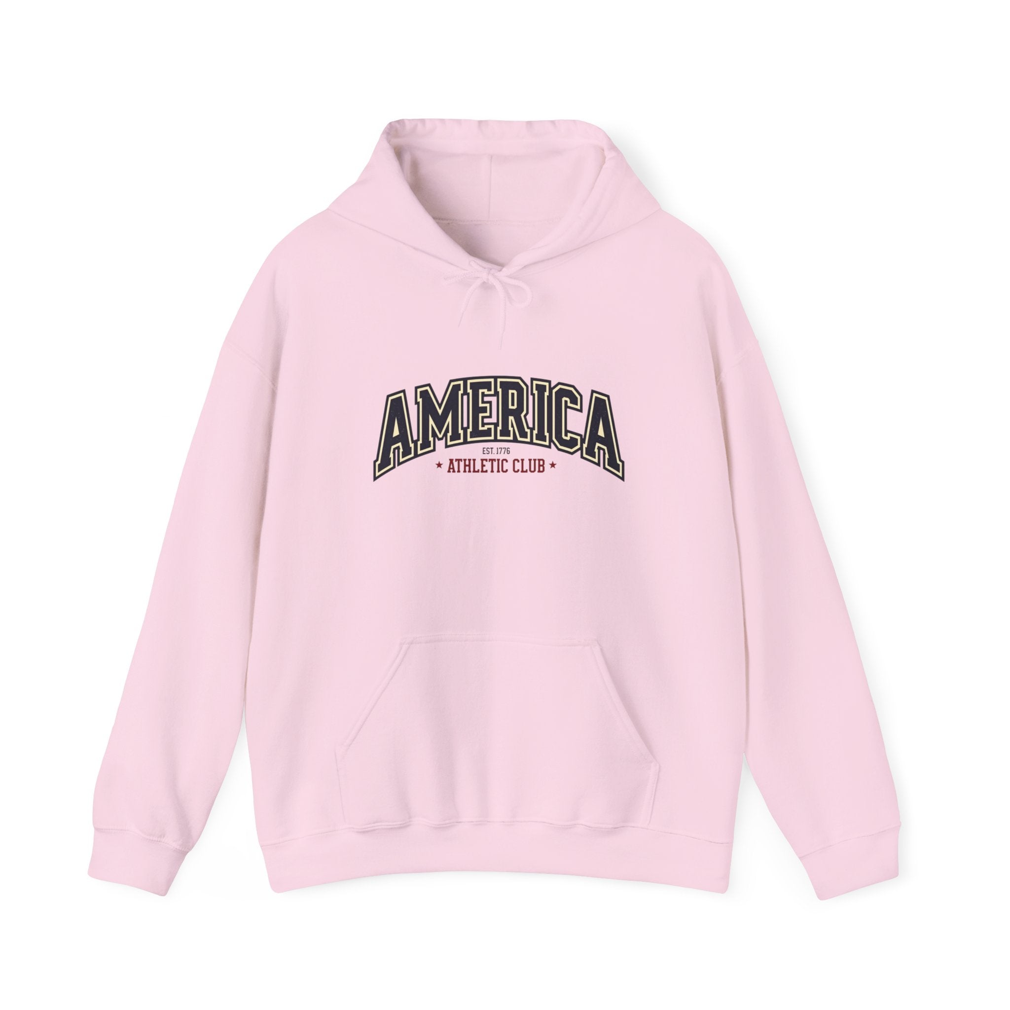 America Athletic Club Heavy Blend Hoodie – Vintage Collegiate Patriotic Sweatshirt Printify
