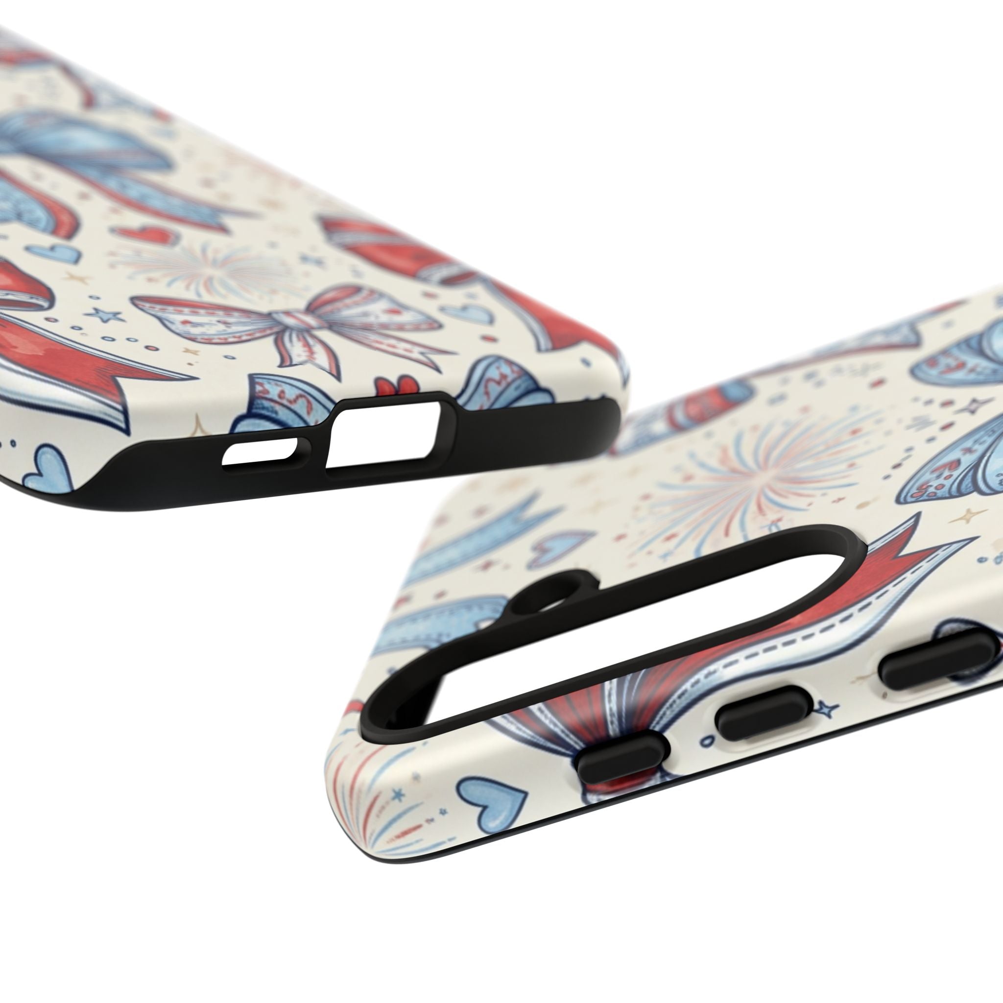 Patriotic Coquette Bows Phone Case – Americana Ribbon & Fireworks Design Printify