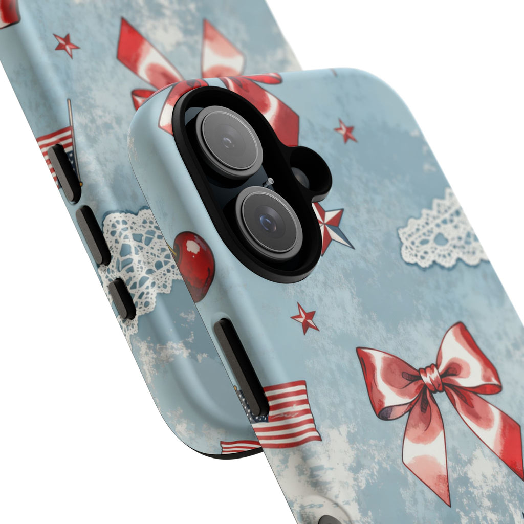 Americana Coquette Cherry Bow Phone Case Printify