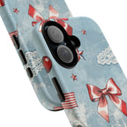 Americana Coquette Cherry Bow Phone Case Printify