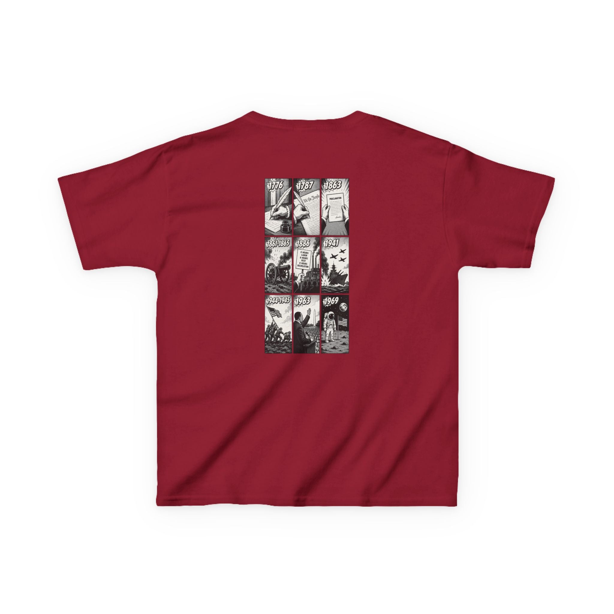 America Comic Book History Kids Tee Printify