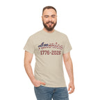 "America 1776–2026" Patriotic Unisex Cotton T-Shirt – Gildan 5000 Heavy Tee FIXED