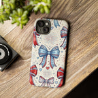 Patriotic Coquette Bows Phone Case – Americana Ribbon & Fireworks Design Printify