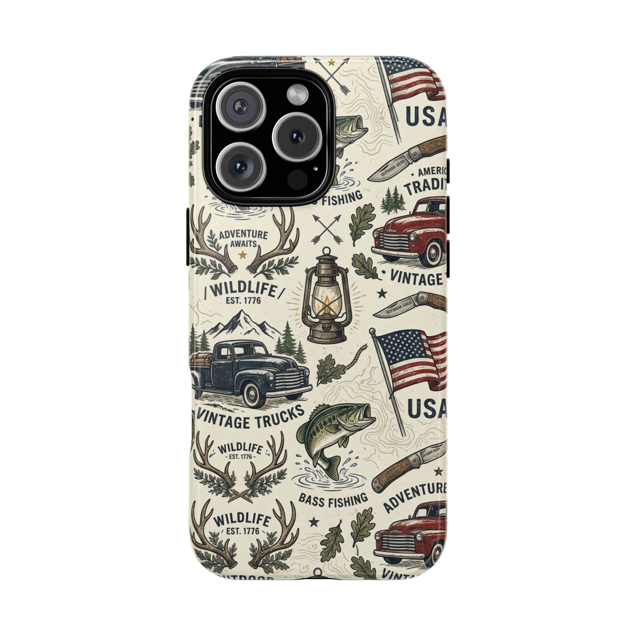 Patriotic Outdoors Phone Case – Bass Fishing & Vintage Americana Case Printify