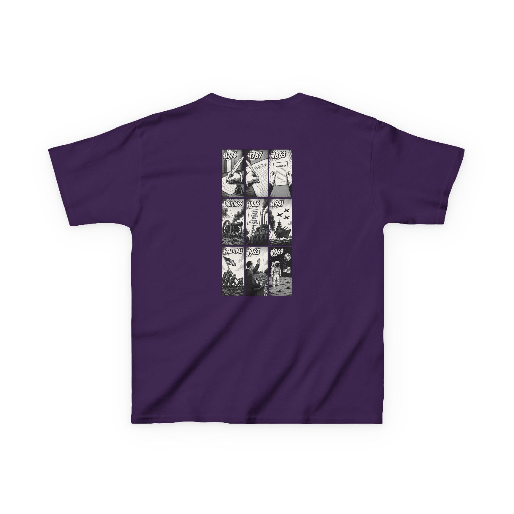 America Comic Book History Kids Tee Printify