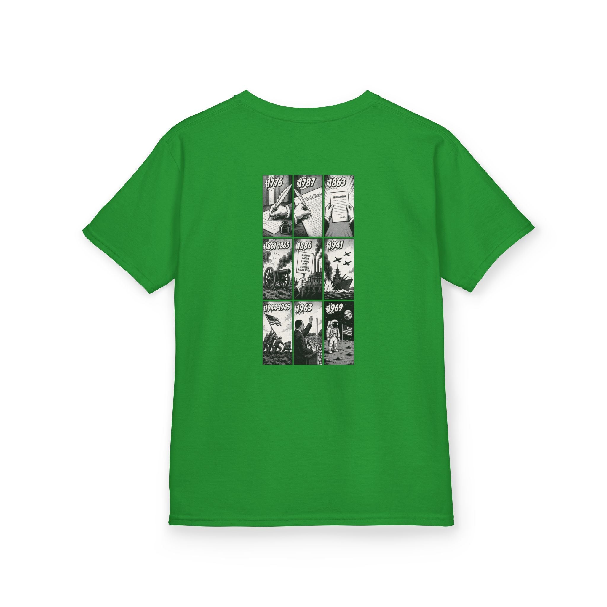 America Comic Book History Kids Tee Printify
