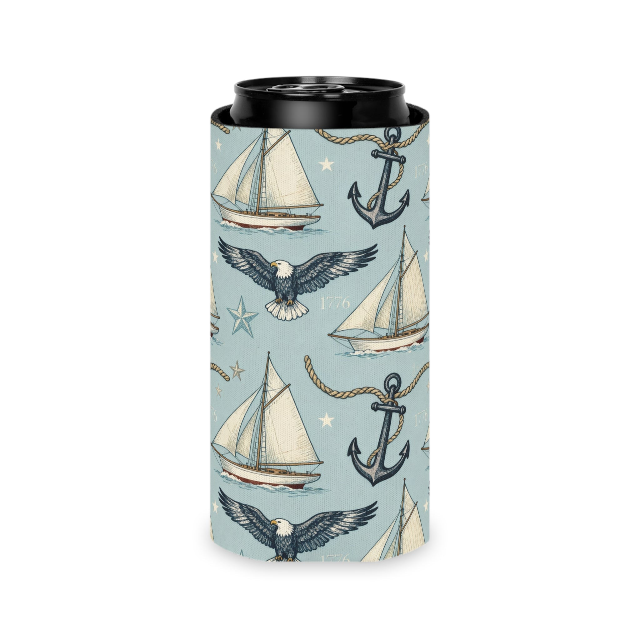 Nautical Freedom Sailboat Can Cooler Printify