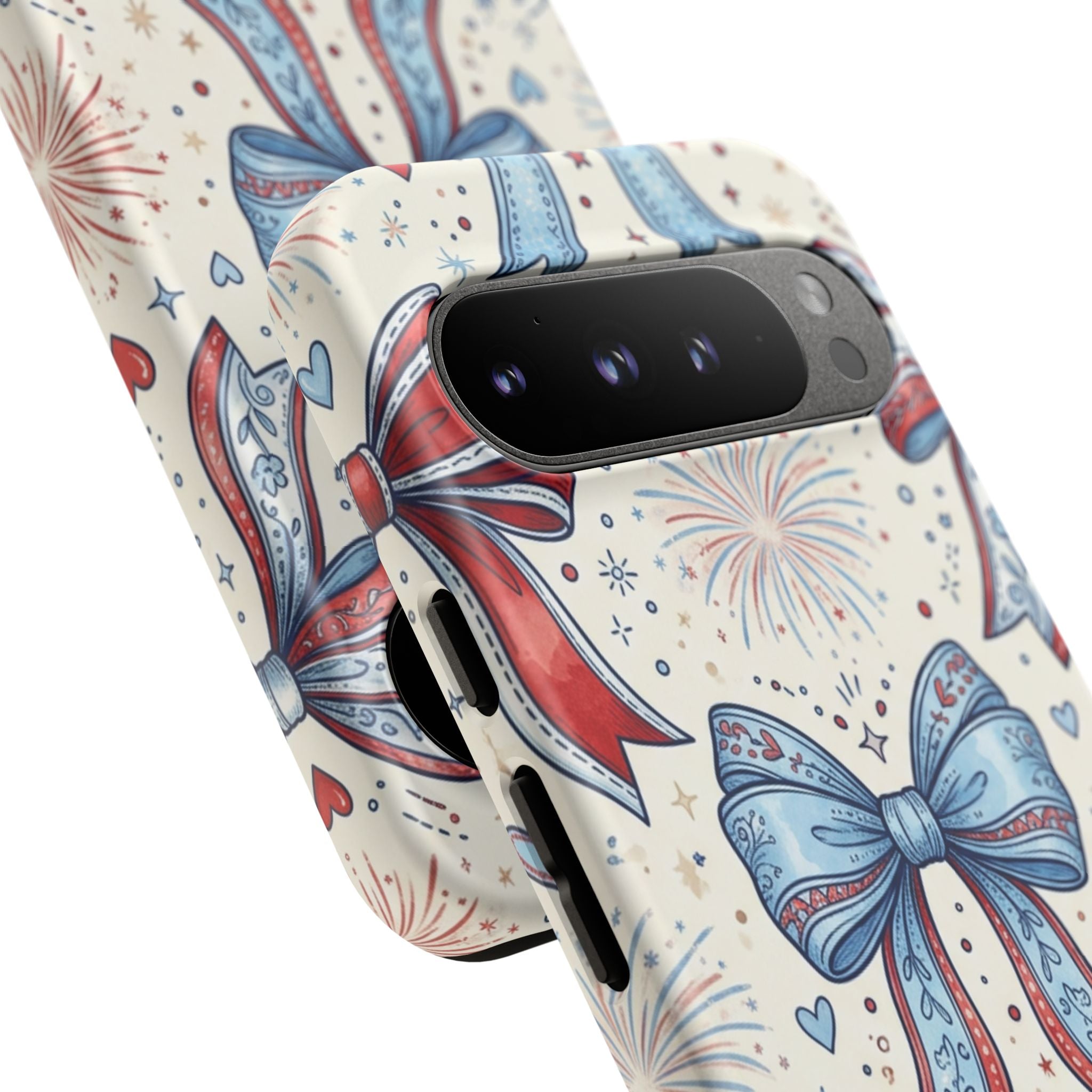 Patriotic Coquette Bows Phone Case – Americana Ribbon & Fireworks Design Printify