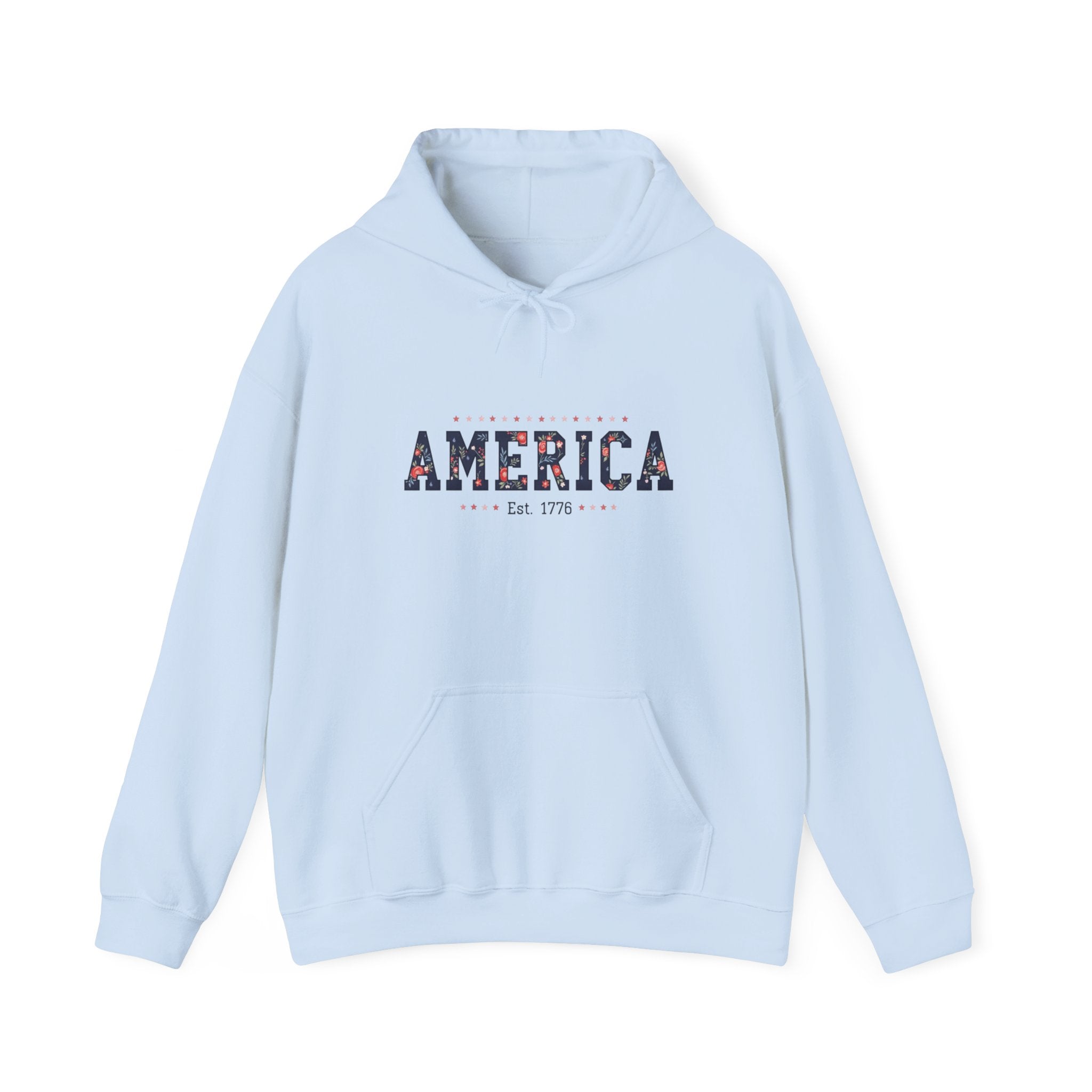 America Flower Hoodie — Floral USA Flag Sweatshirt Printify