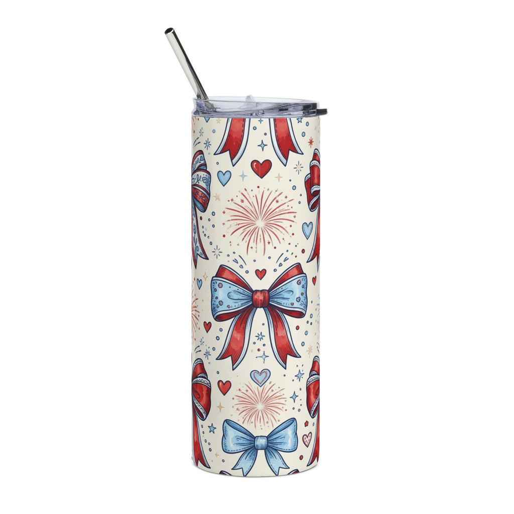 20oz Stainless Steel Tumbler — Bows, Fireworks & Hearts Design Printify