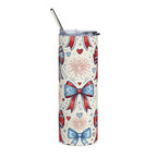 20oz Stainless Steel Tumbler — Bows, Fireworks & Hearts Design Printify