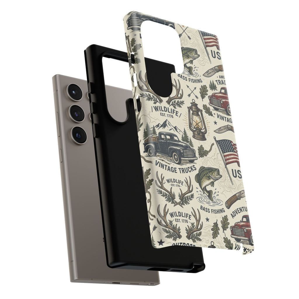Patriotic Outdoors Phone Case – Bass Fishing & Vintage Americana Case Printify