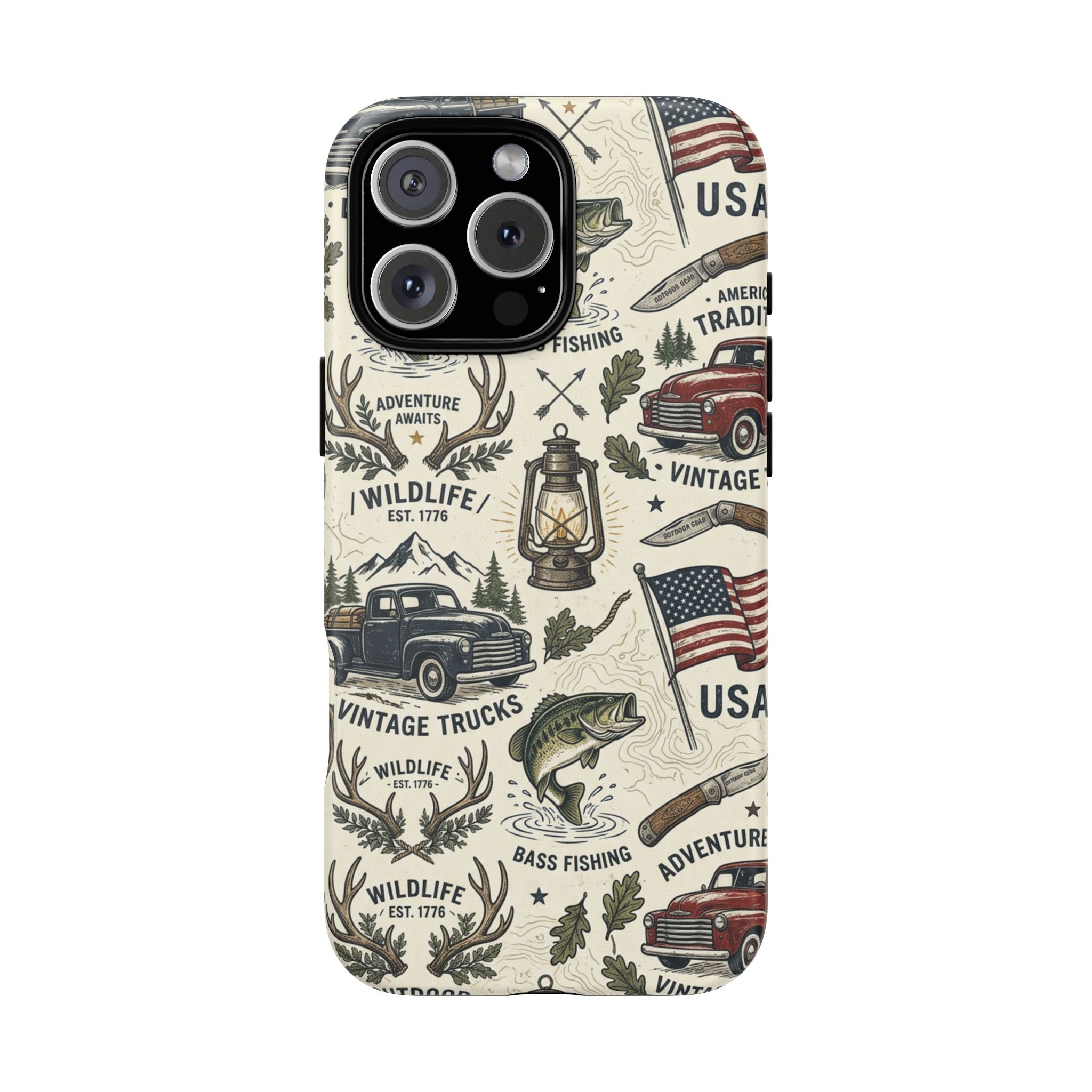 Patriotic Outdoors Phone Case – Bass Fishing & Vintage Americana Case Printify