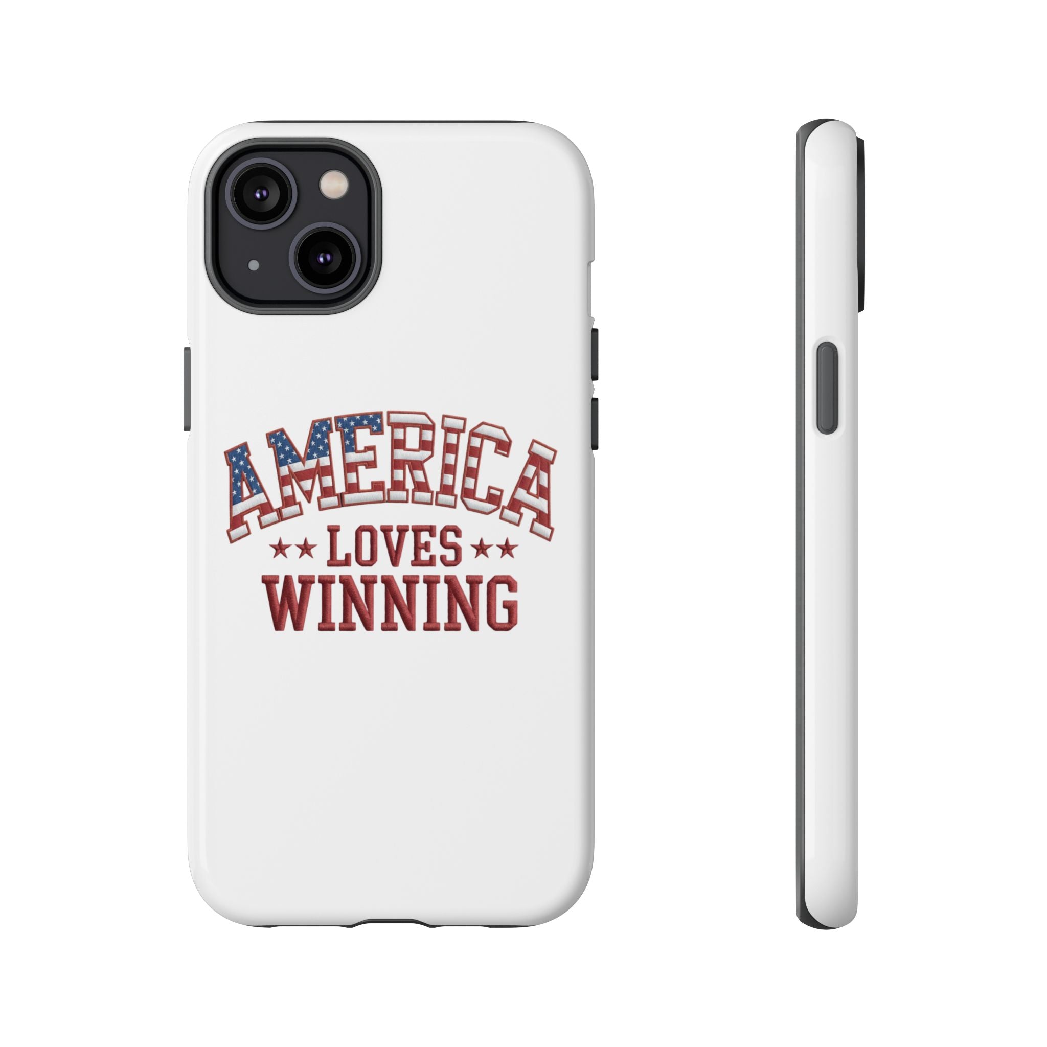 America Loves Winning Patriotic Phone Case – Tough Dual Layer iPhone & Samsung Galaxy S26 Case