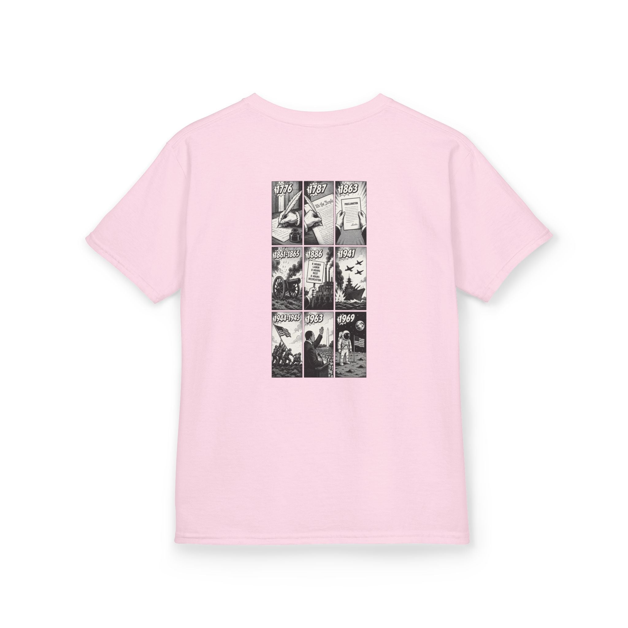 America Comic Book History Kids Tee Printify