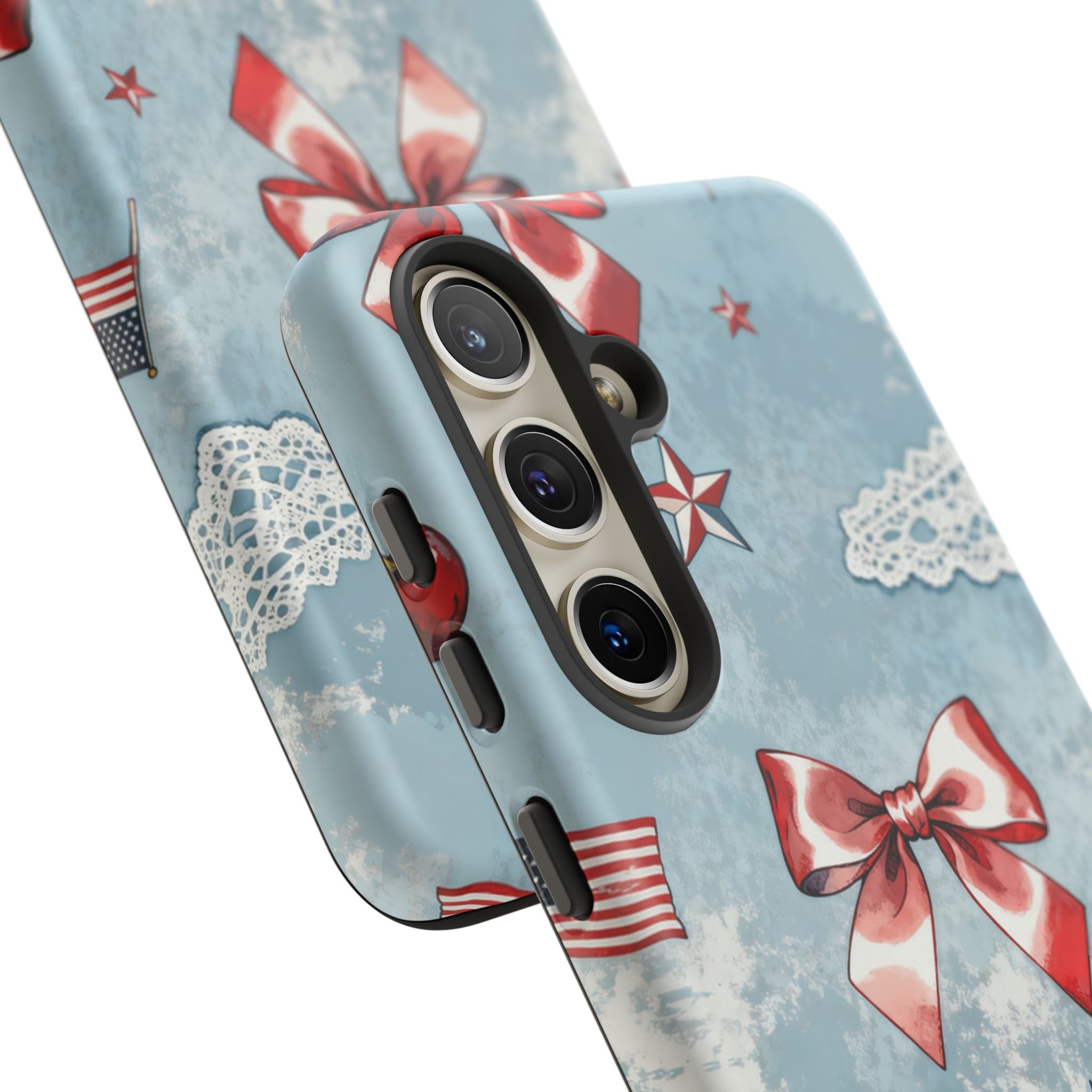 Americana Coquette Cherry Bow Phone Case Printify