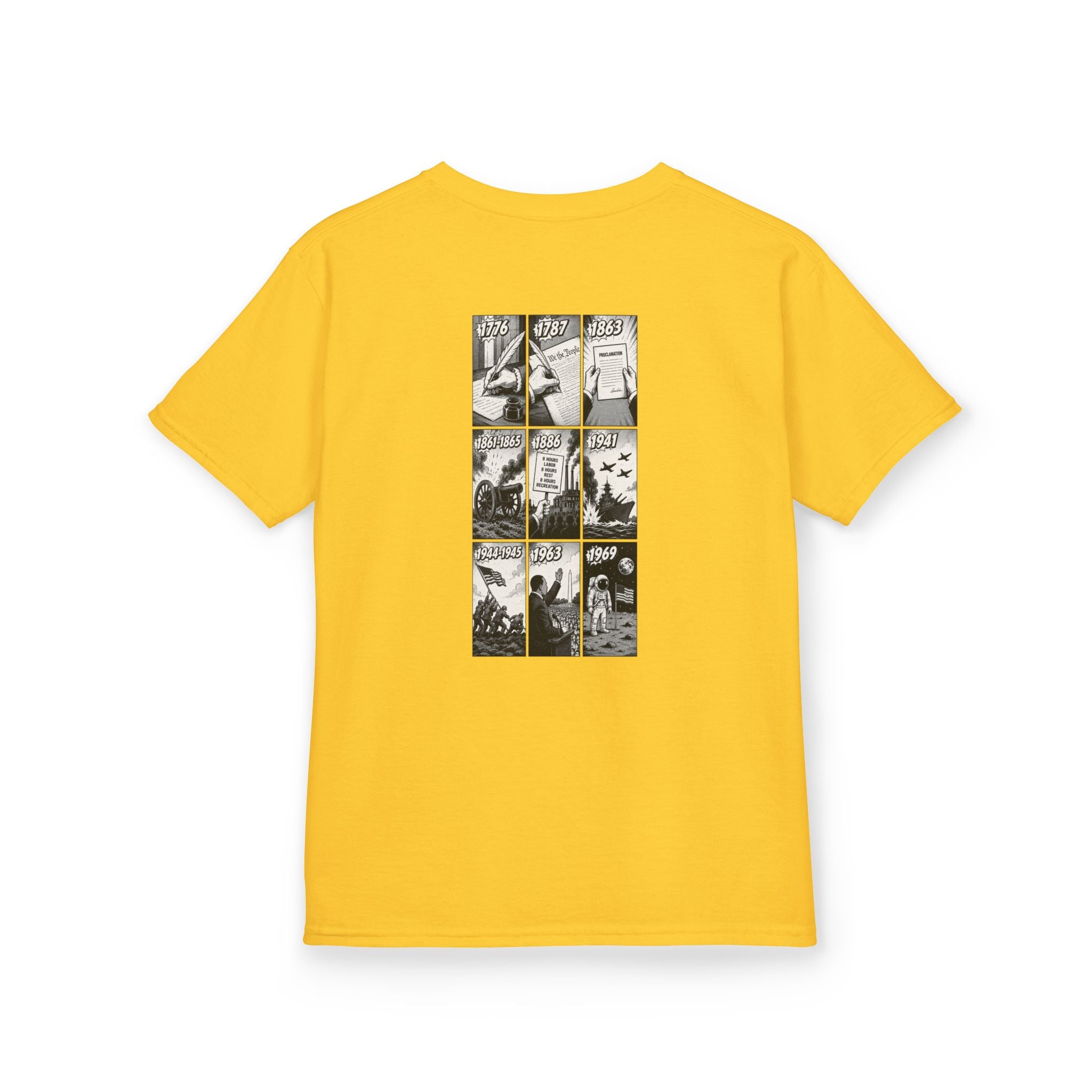 America Comic Book History Kids Tee Printify