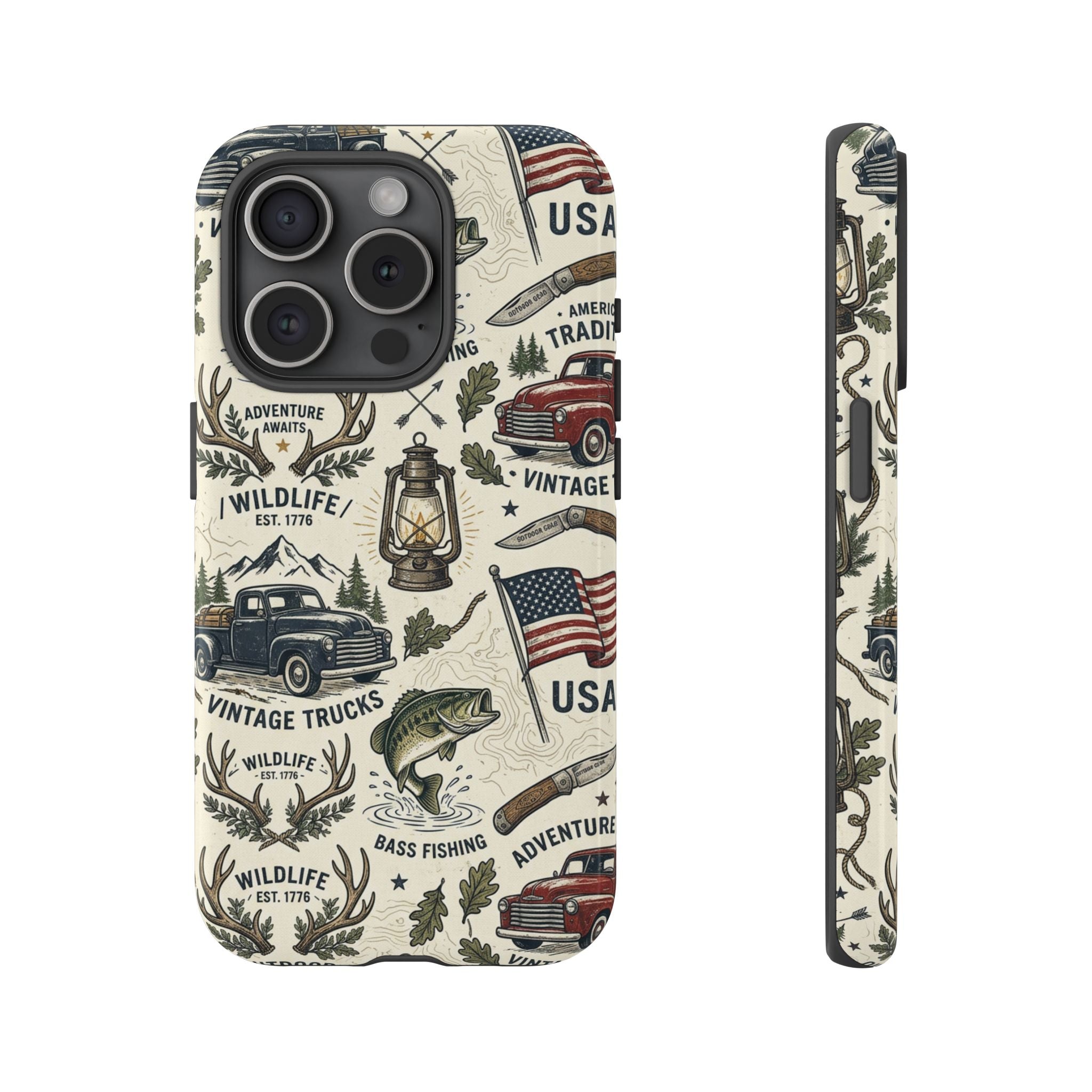 Patriotic Outdoors Phone Case – Bass Fishing & Vintage Americana Case Printify