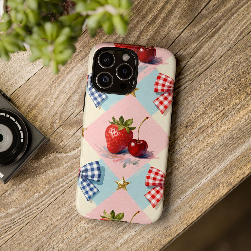 Americana Coquette Cherry Picnic Phone Case Printify