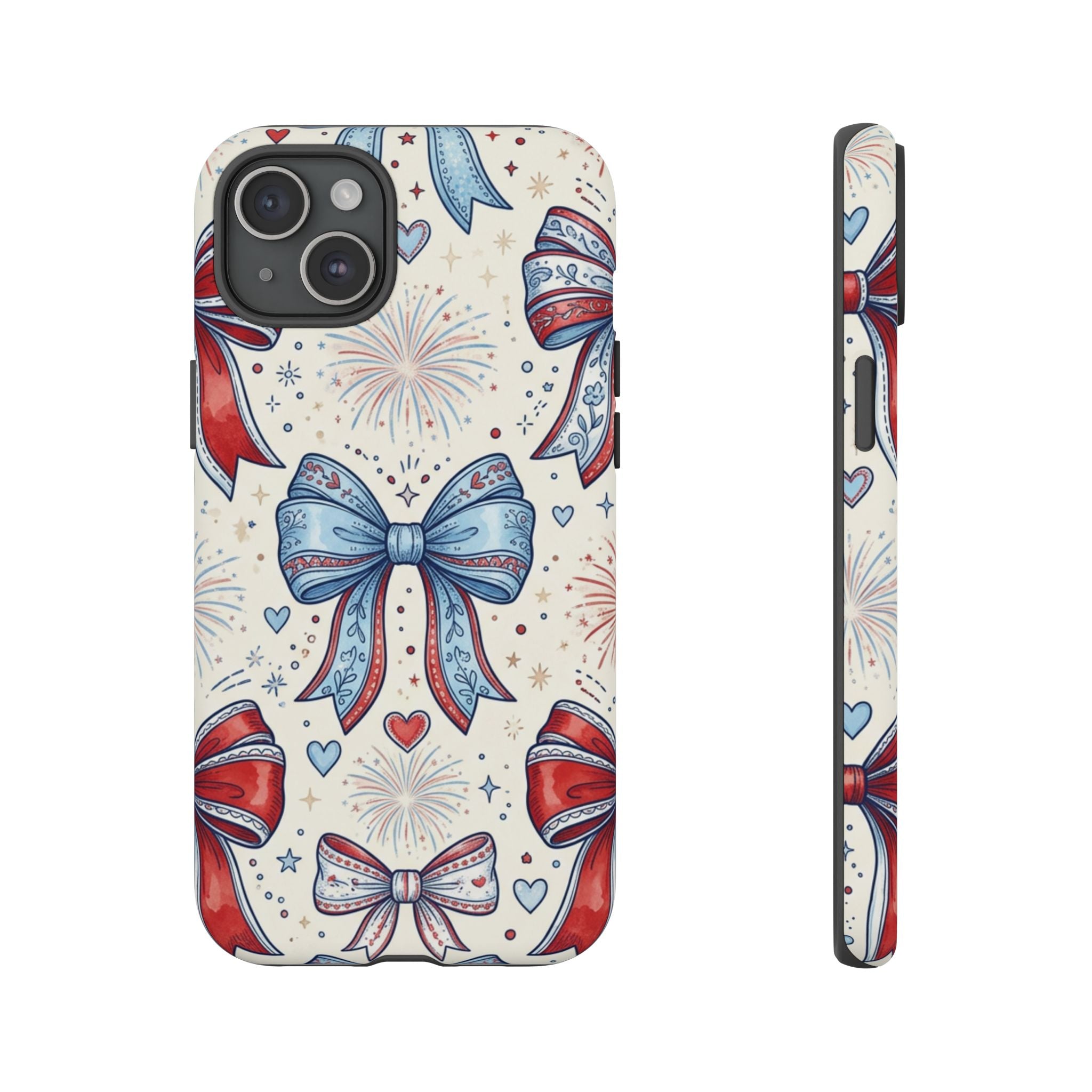 Patriotic Coquette Bows Phone Case – Americana Ribbon & Fireworks Design Printify