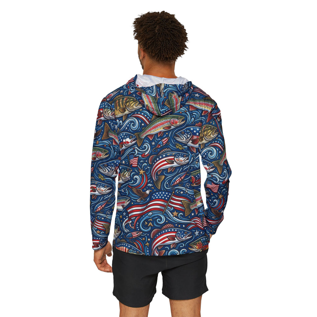 Patriot Angler Performance Hoodie – All-American Fishing Hooded Sun Shirt Printify
