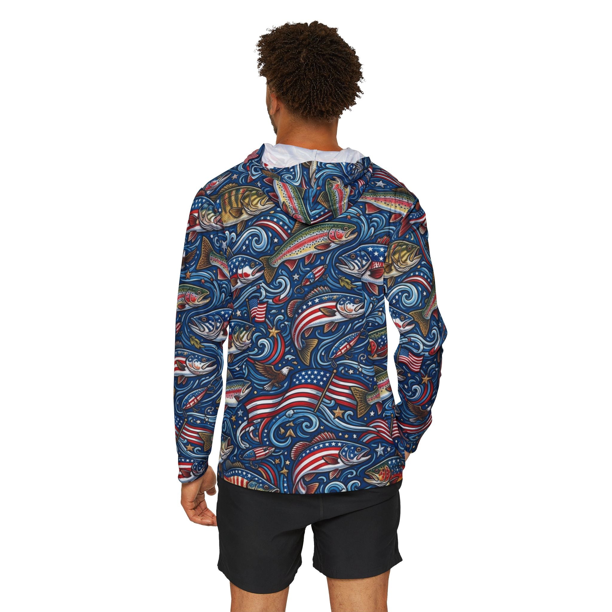 Patriot Angler Performance Hoodie – All-American Fishing Hooded Sun Shirt Printify