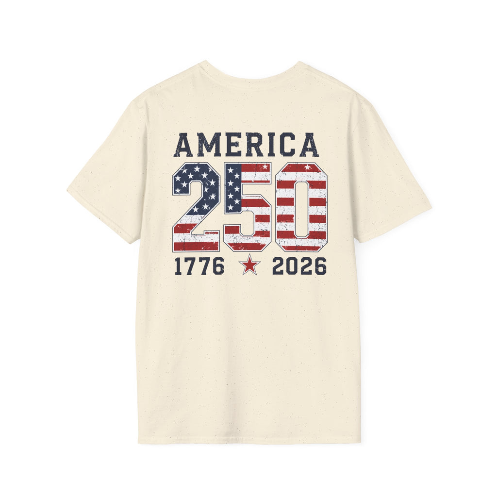 American Flag Pocket T-Shirt — "America's" Small Logo Patriotic Tee Printify