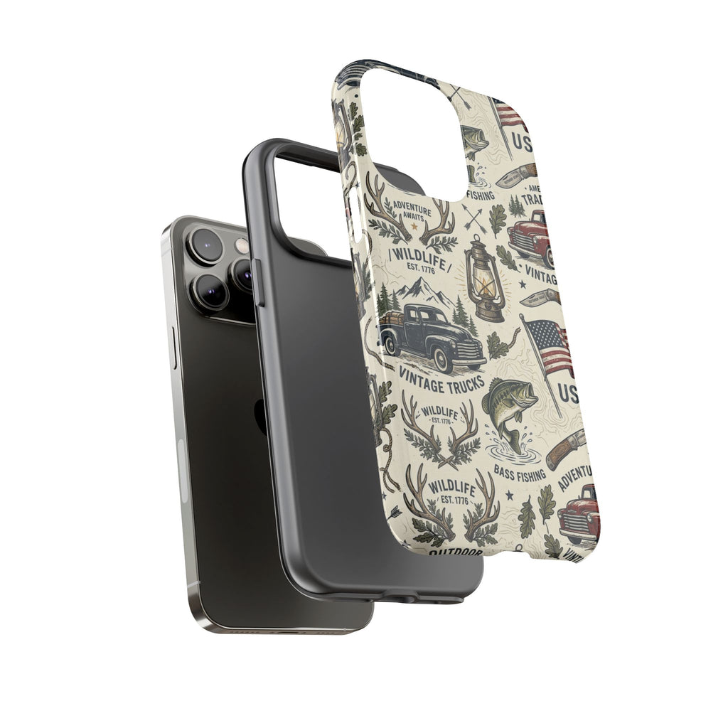 Patriotic Outdoors Phone Case – Bass Fishing & Vintage Americana Case Printify
