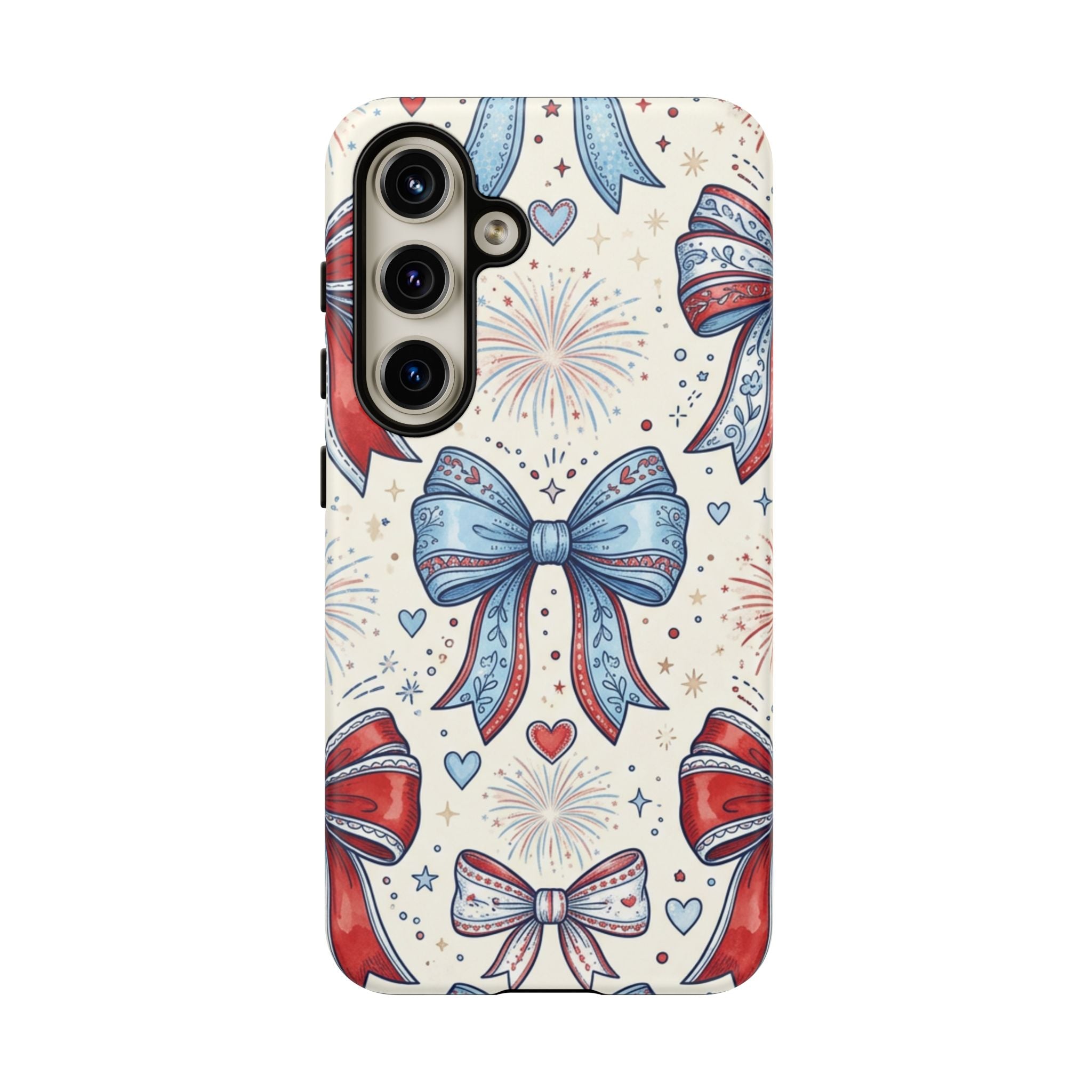 Patriotic Coquette Bows Phone Case – Americana Ribbon & Fireworks Design Printify