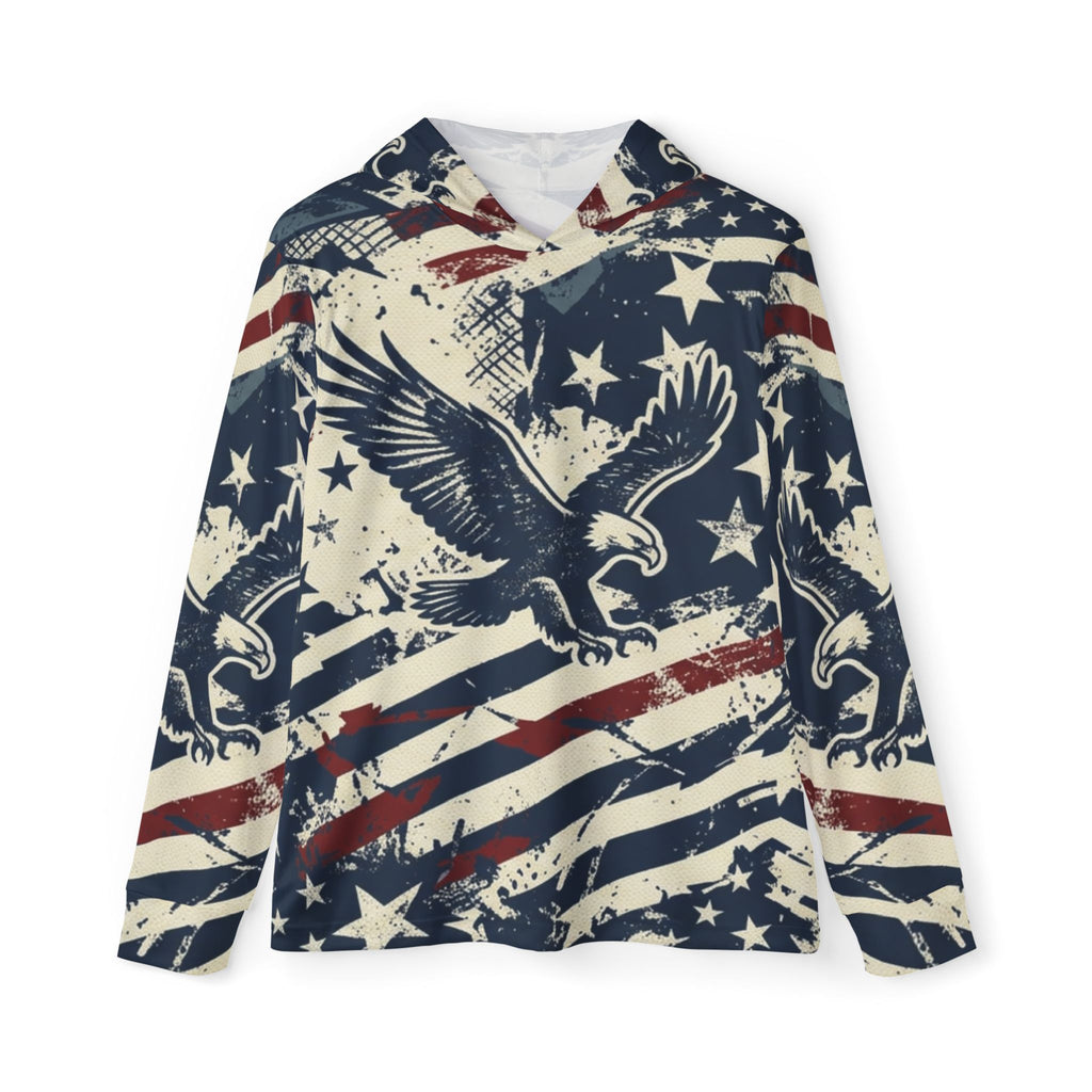 Liberty Eagle Performance Hoodie – Vintage Patriotic Hooded Sun Shirt Printify