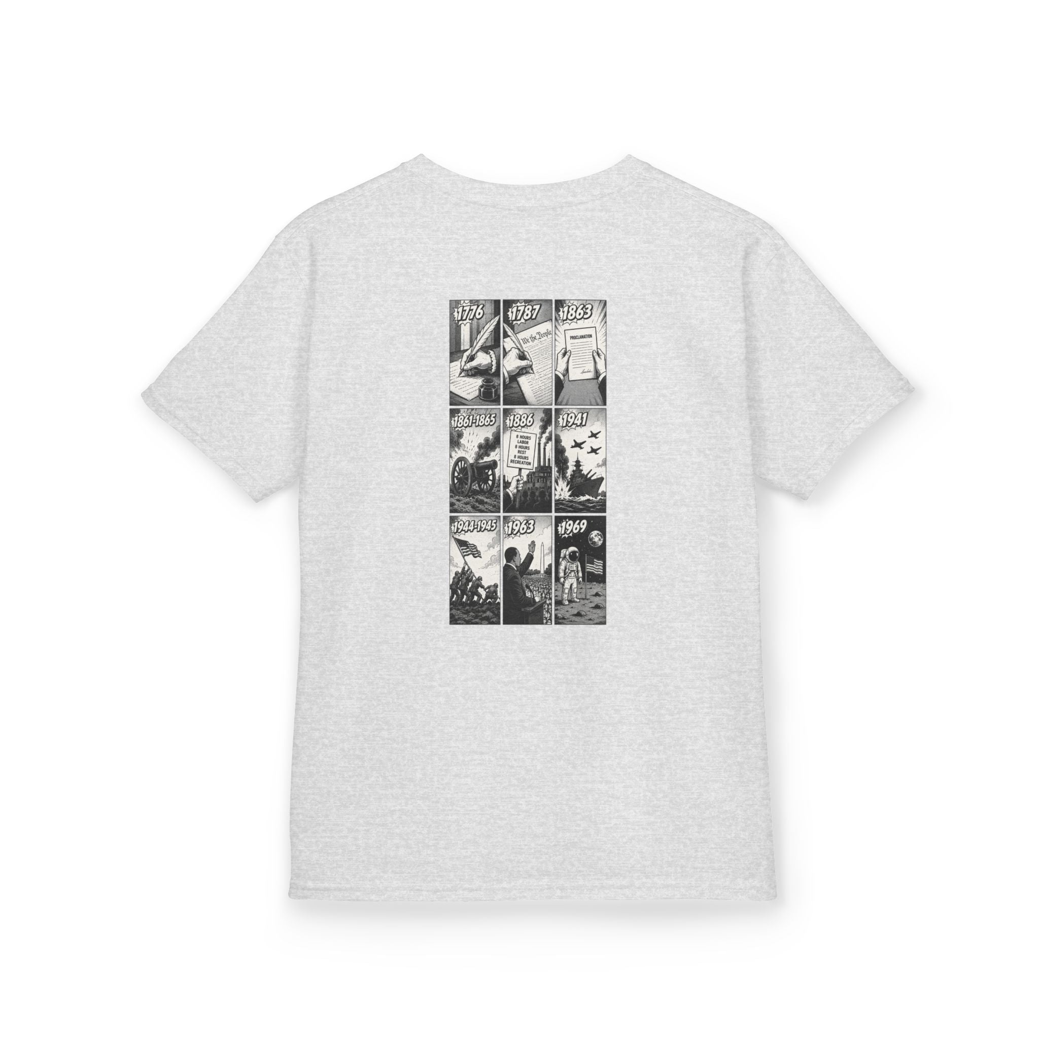 America Comic Book History Kids Tee Printify